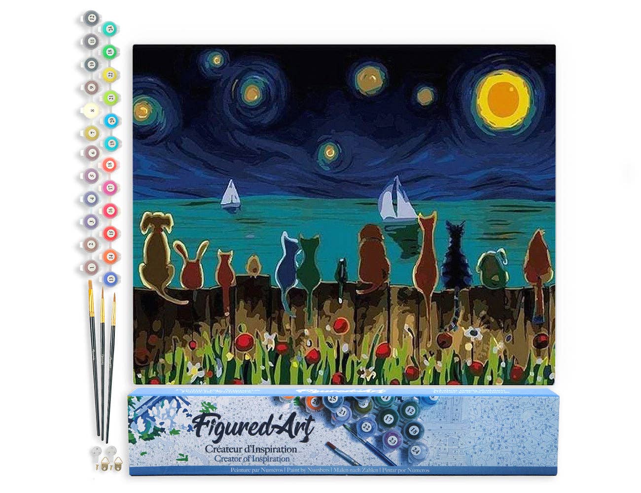 Paint by numbers - Starry Night with Animals