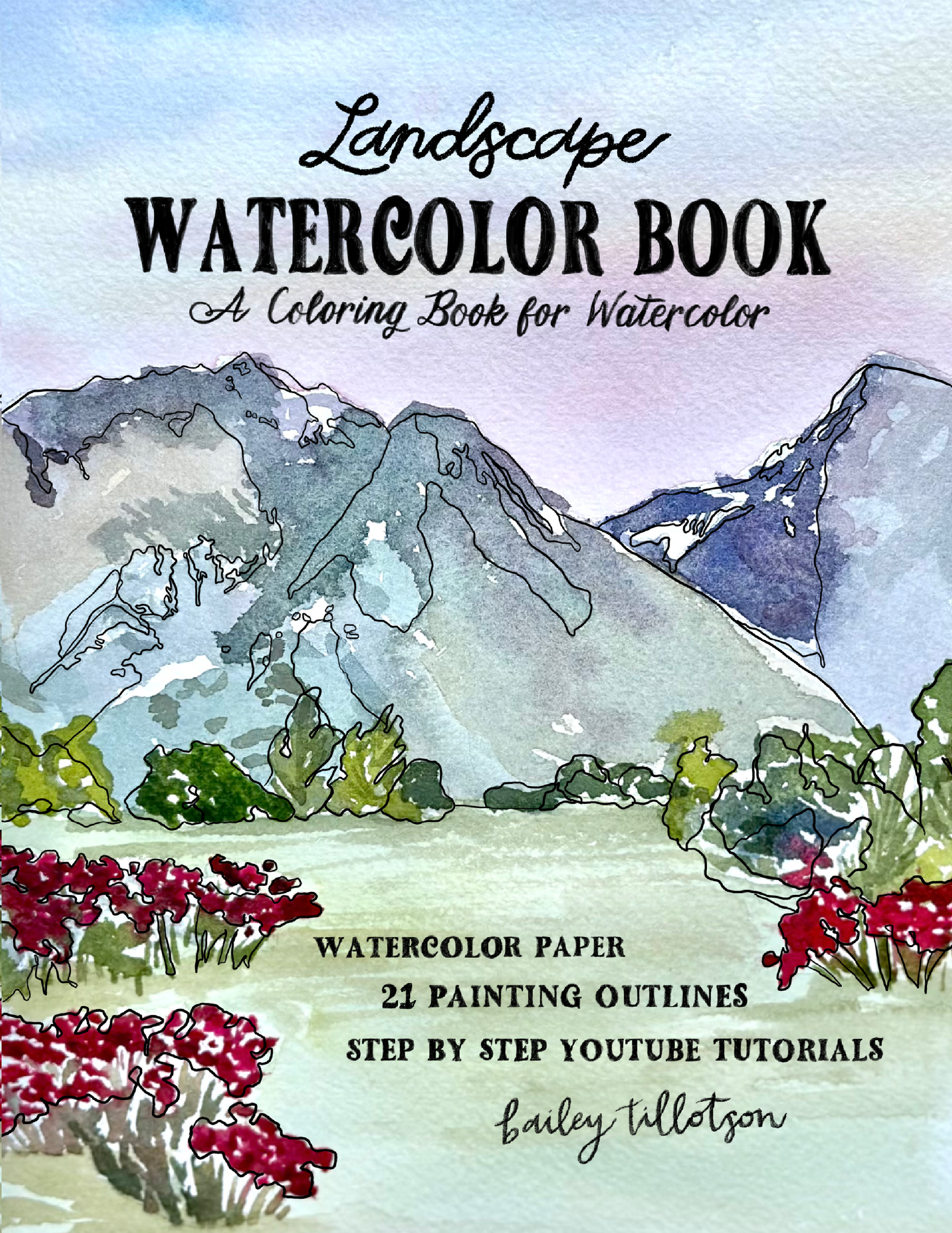 Watercoloring Book - Landscape Outlines with Video Tutorials