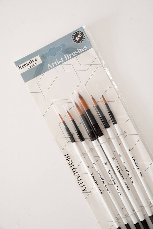 Round Tip Watercolor Brush Set -- 6 piece