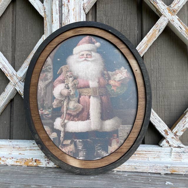 Victorian Santa w/toys Print Framed in Oval