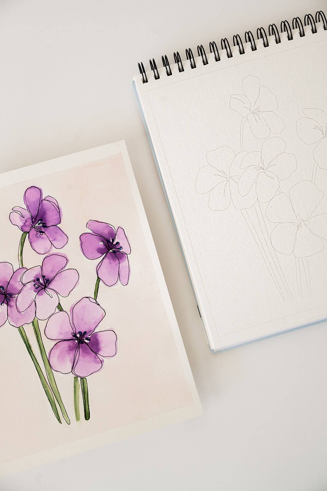 Floral Watercoloring Book - Outlines with Video Tutorials