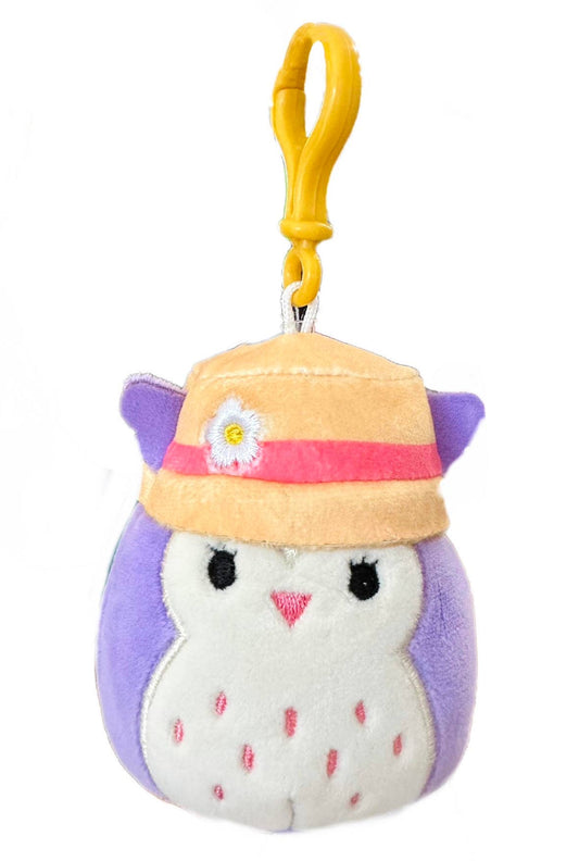 Squishmallow Plush Toy 3.5" Clip Holly Owl with Bucket Hat