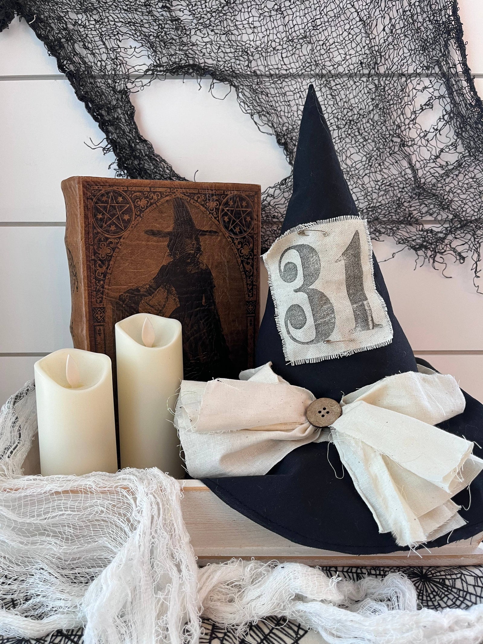 Primitive Witch Hat, Handmade Halloween Home Decor