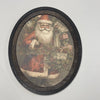 Santa w/ Holly Oval Framed Canvas Print