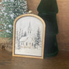 Snowy County Church with small arch double wood frame