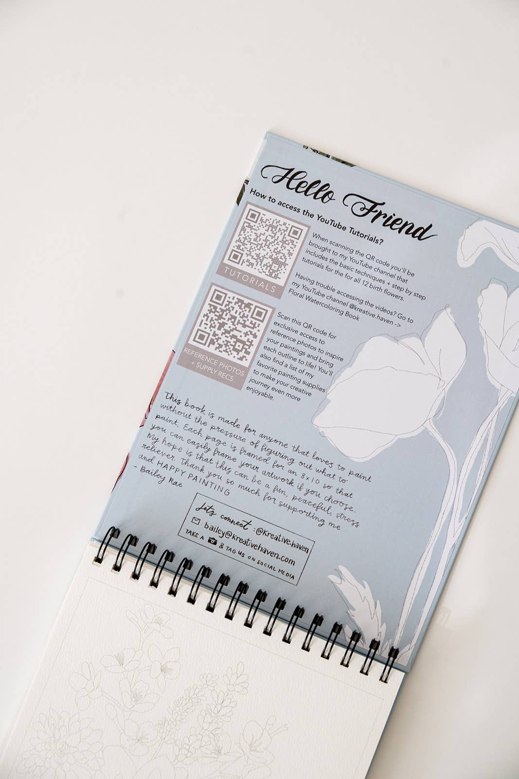 Floral Watercoloring Book - Outlines with Video Tutorials