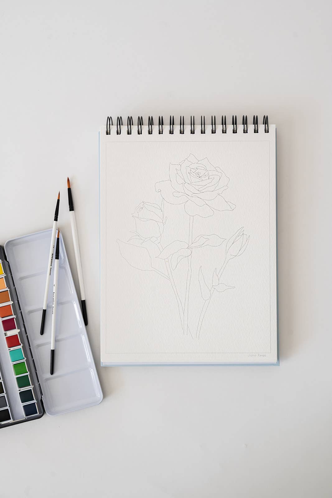 Floral Watercoloring Book - Outlines with Video Tutorials