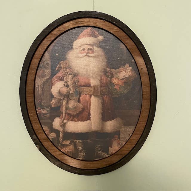 Victorian Santa w/toys Print Framed in Oval