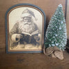 Vintage Santa Clause reading in small arch double frame