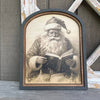 Vintage Santa Clause reading in small arch double frame