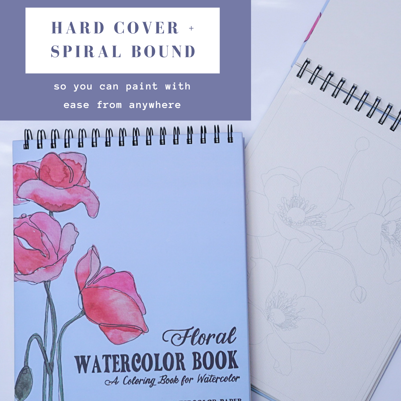 Floral Watercoloring Book - Outlines with Video Tutorials