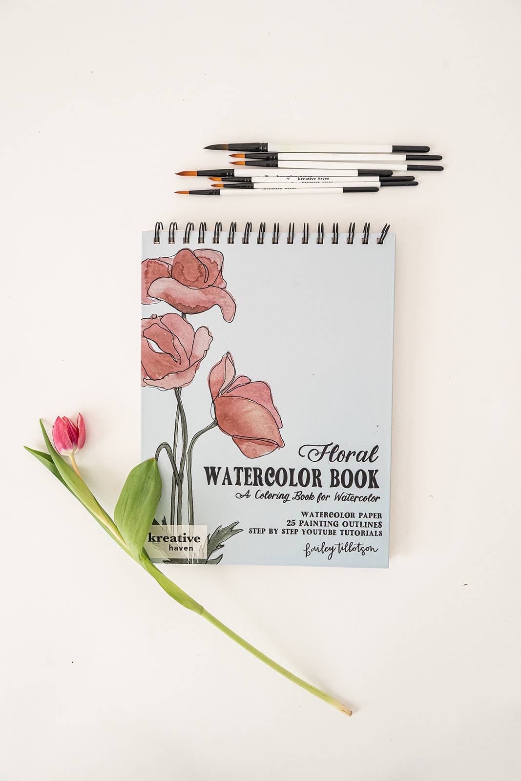 Floral Watercoloring Book - Outlines with Video Tutorials