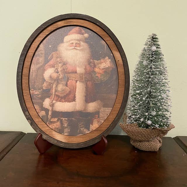 Victorian Santa w/toys Print Framed in Oval
