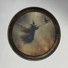 Flying Witch Print in round frame
