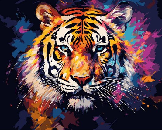Paint by Numbers rolled - Colorful Abstract Tiger