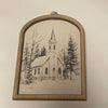 Snowy County Church with small arch double wood frame