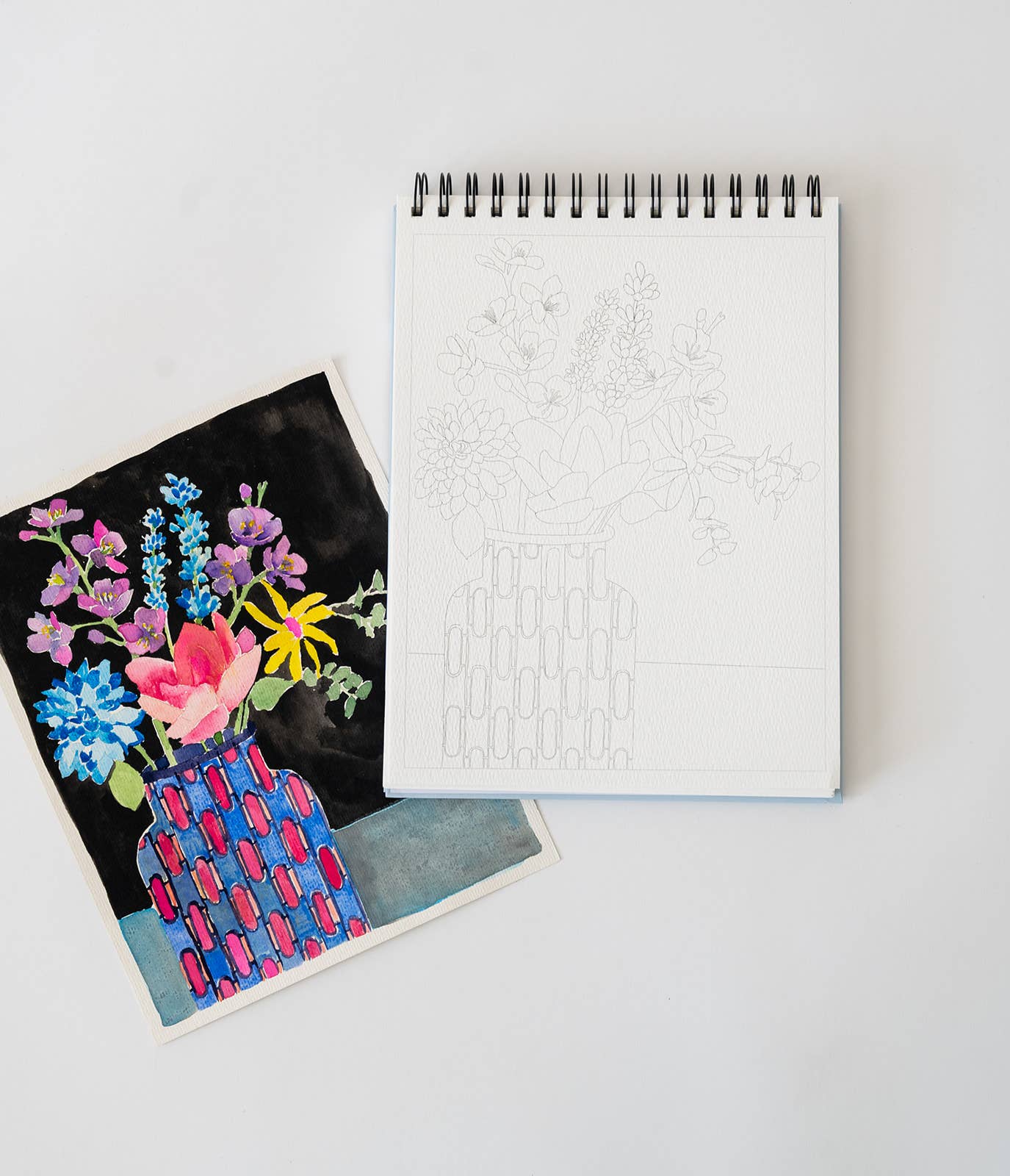 Floral Watercoloring Book - Outlines with Video Tutorials