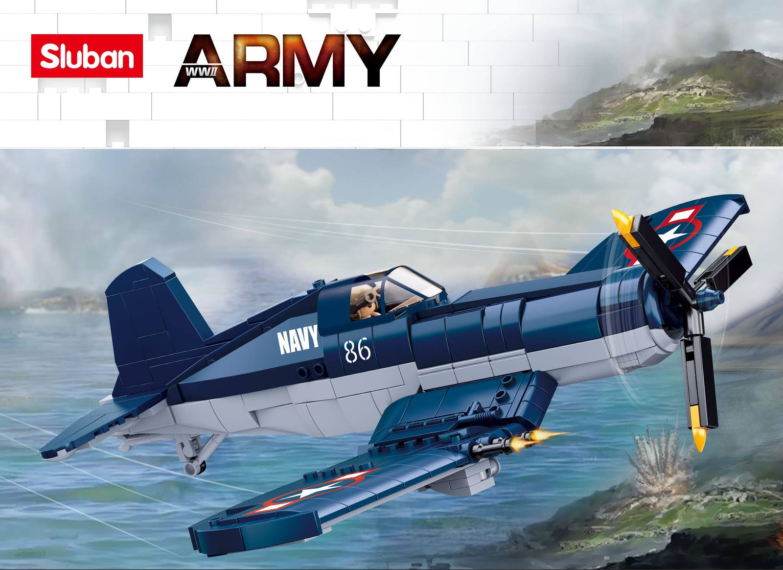Sluban US WWII-F4U Fighter Plane - 550 Pieces - M38-B1109