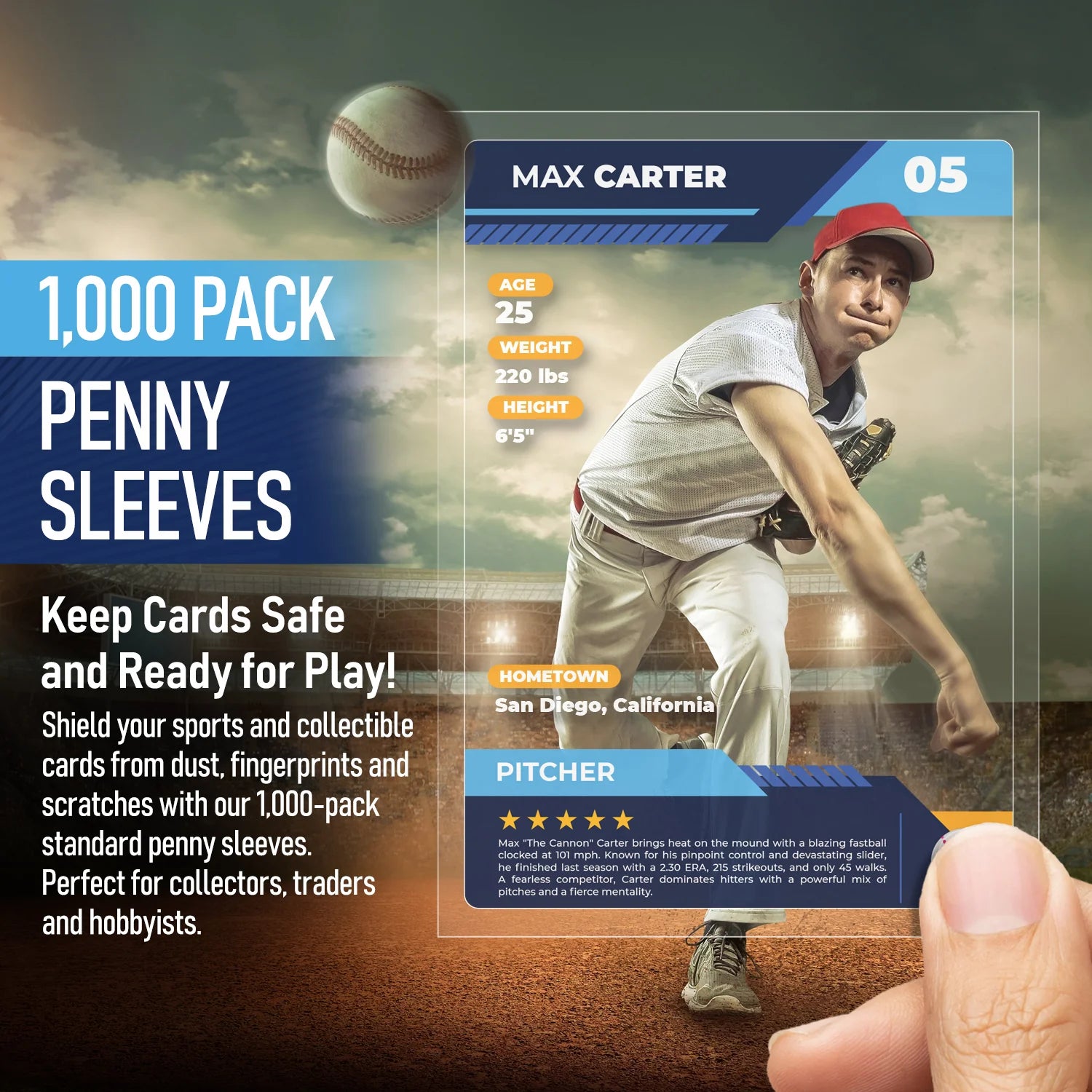 1,000 Pack - Standard Size Penny Sleeves
