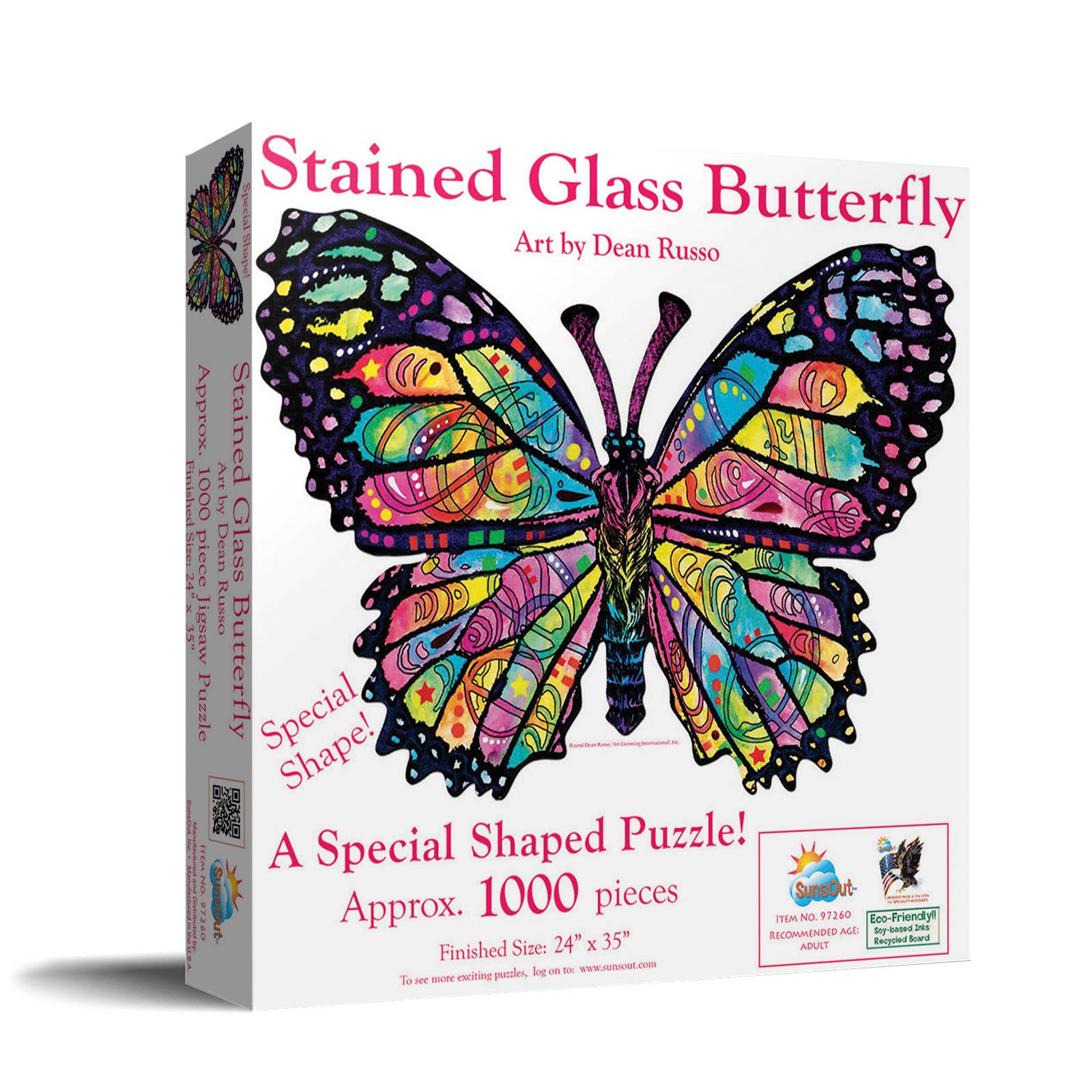 Stained Glass Butterfly SHAPED Puzzle