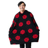 Dungeons & Dragons D20 Dice Black Hooded Wearable Oversize Blanket-OSFA