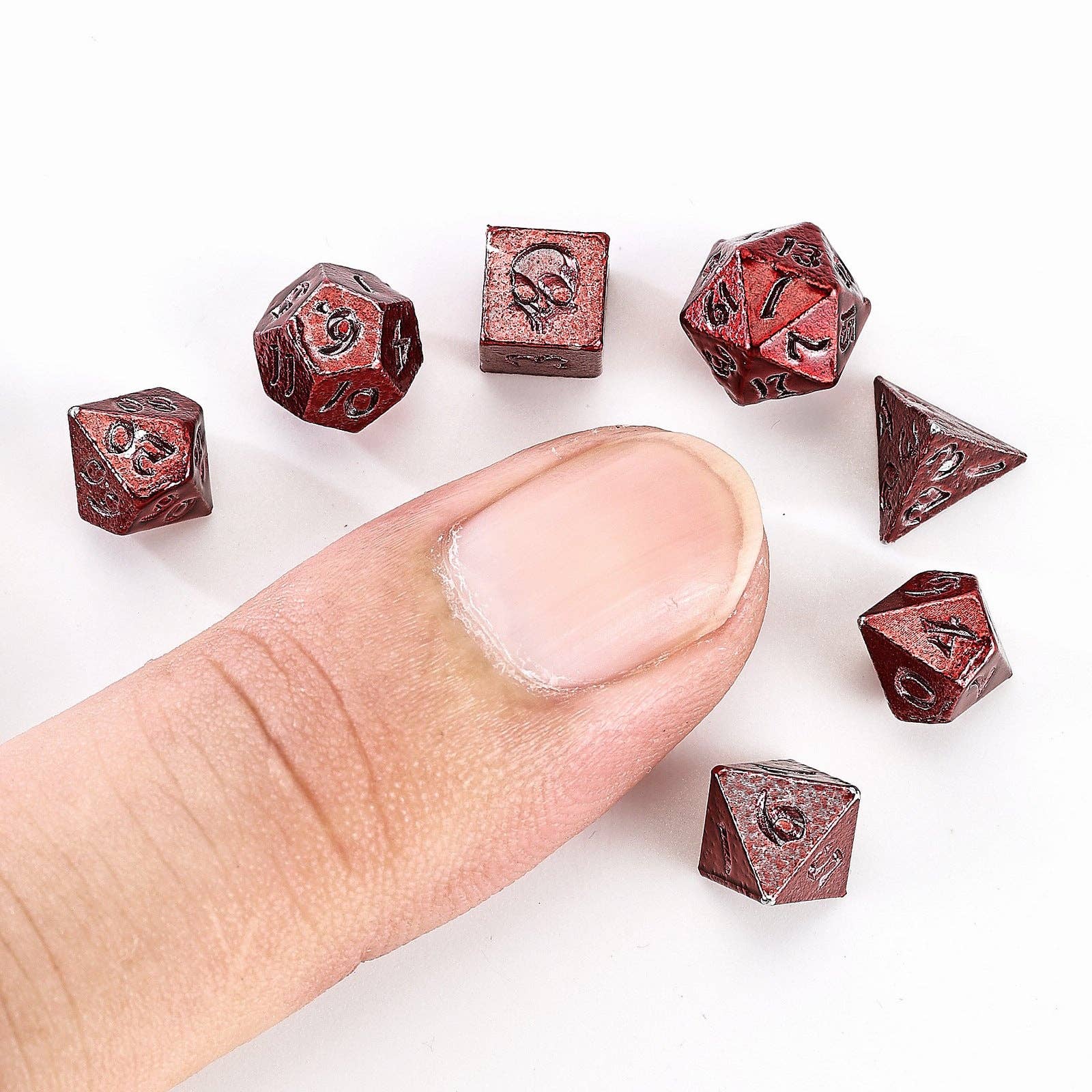 Unseelie Mini Metal RPG Dice Set  - Red