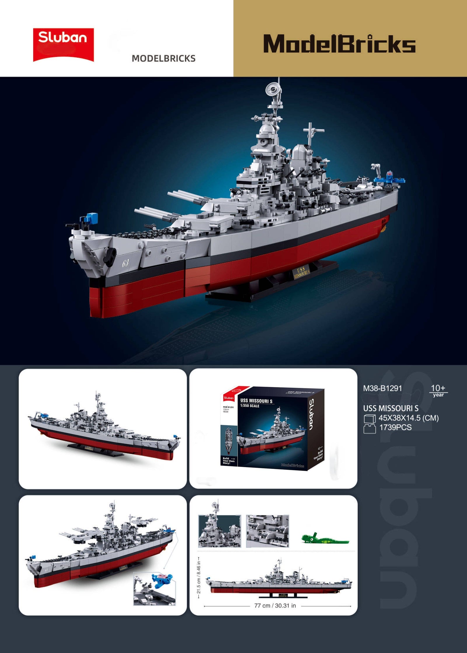 USS Missouri - US Battleship Model - Building Block Set -