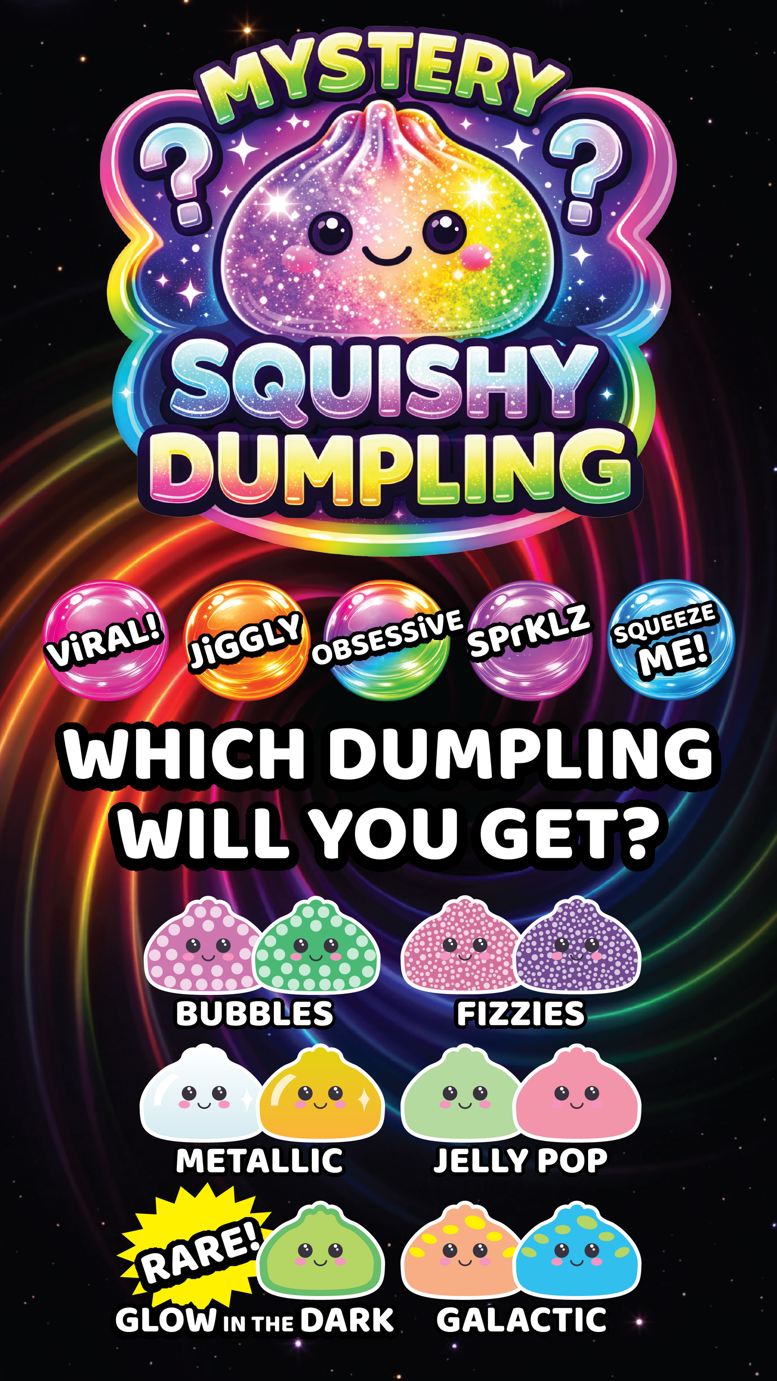 Fun Doh 4" Mystery Dumpling Squishies | 12pc Display Box