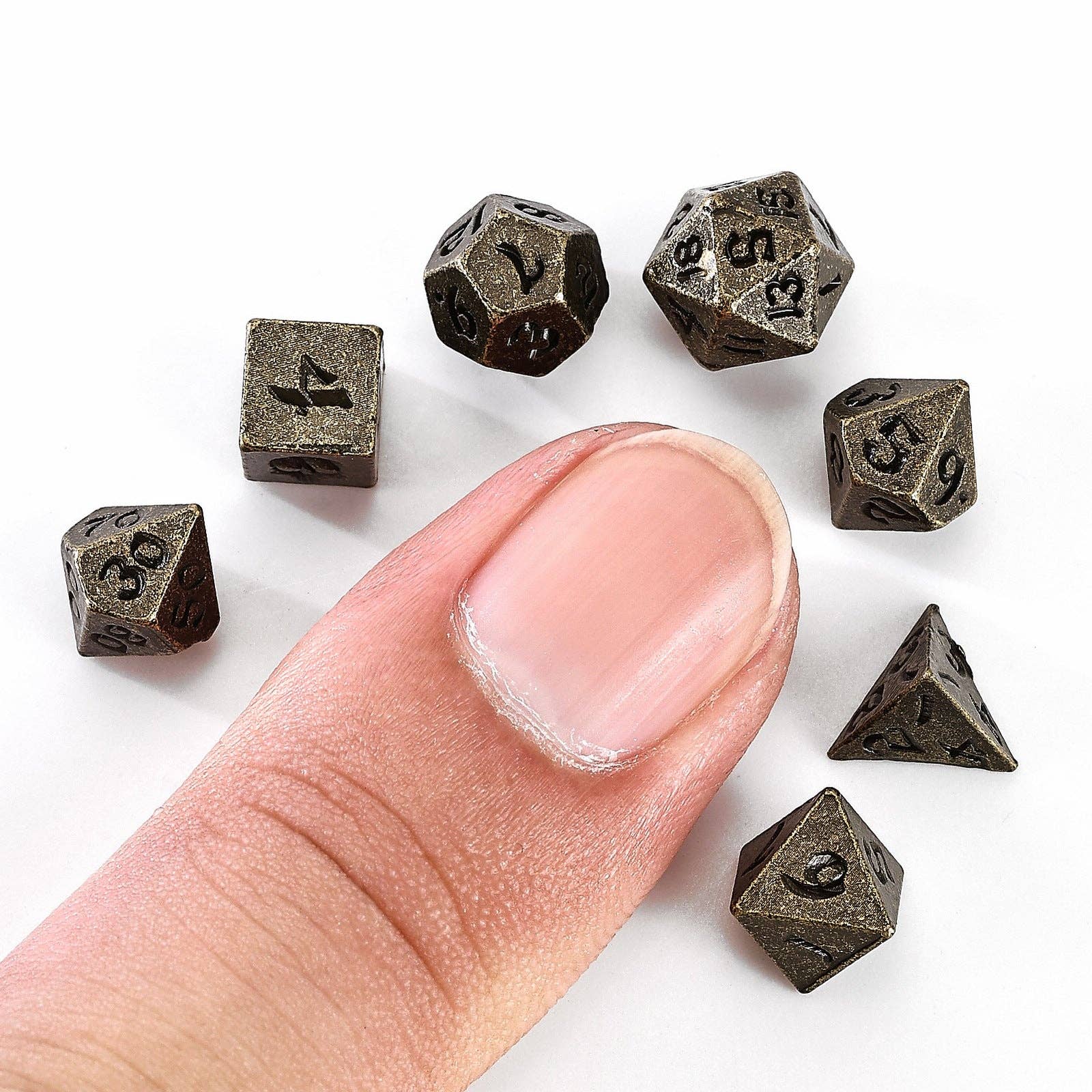 Unseelie Mini Metal RPG Dice Set  - Ancient Bronze