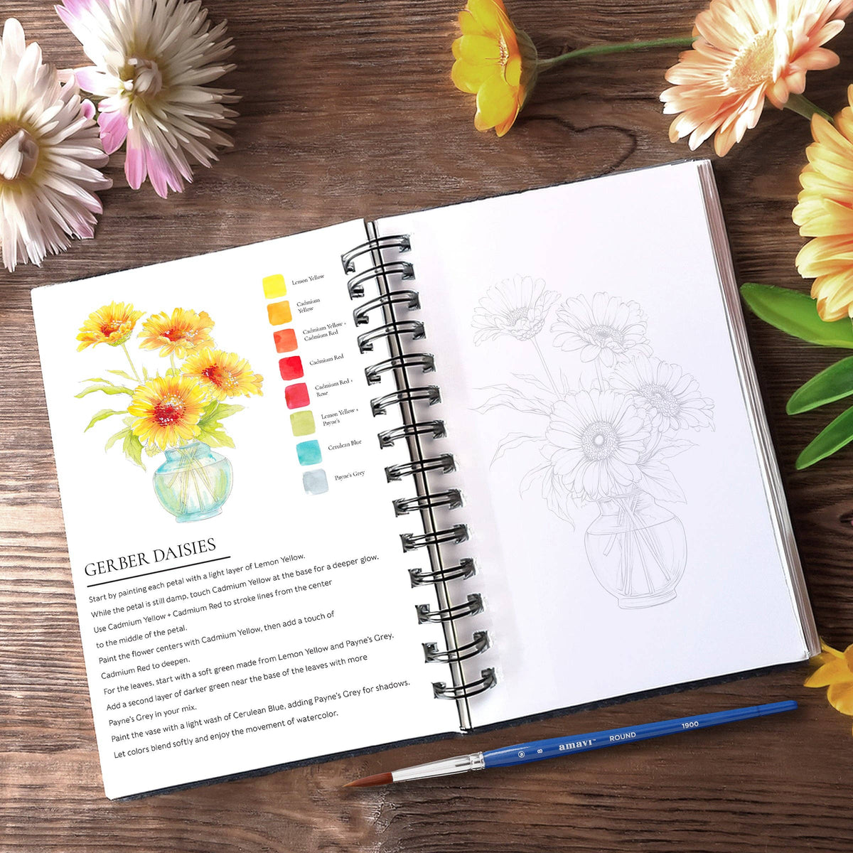 Blooms & Bouquets Watercolor Workbook by Willow Wolfe