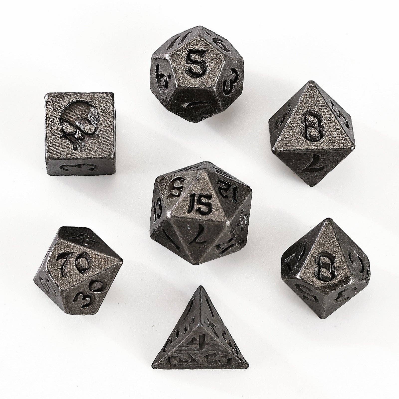 Unseelie Mini Metal RPG Dice Set  - Ancient Silver