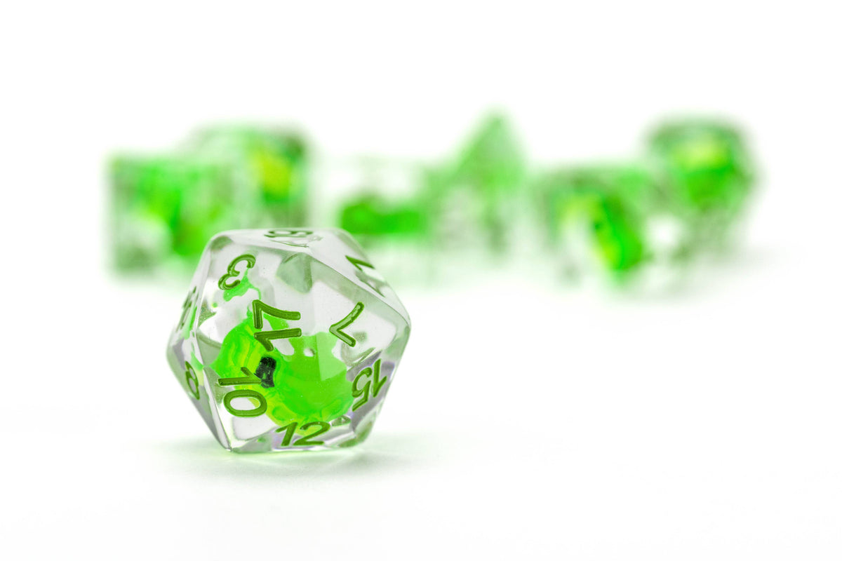 Dragon Storm Inclusion Resin Dice Set: Green Dragon