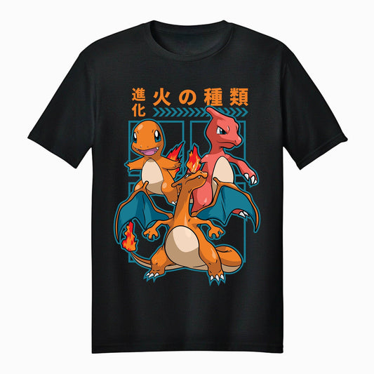Pokemon Charmander Evolution Charizard Adult Unisex T-Shirt