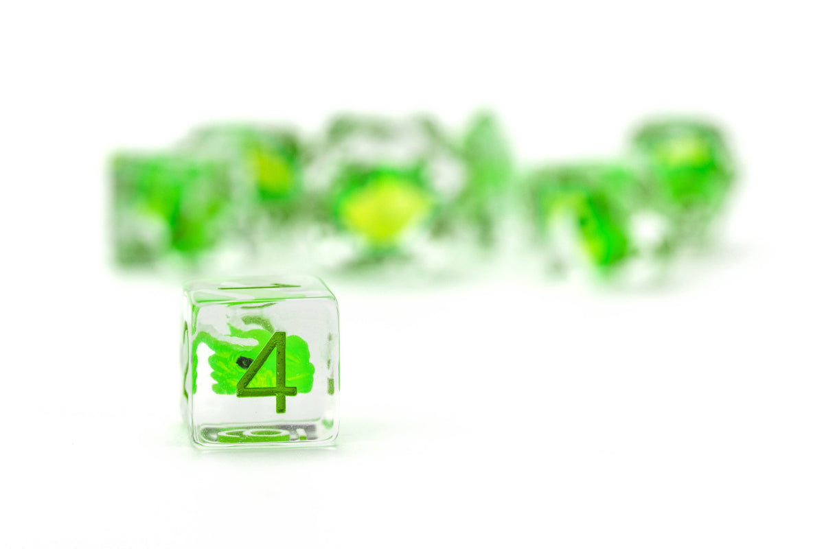 Dragon Storm Inclusion Resin Dice Set: Green Dragon