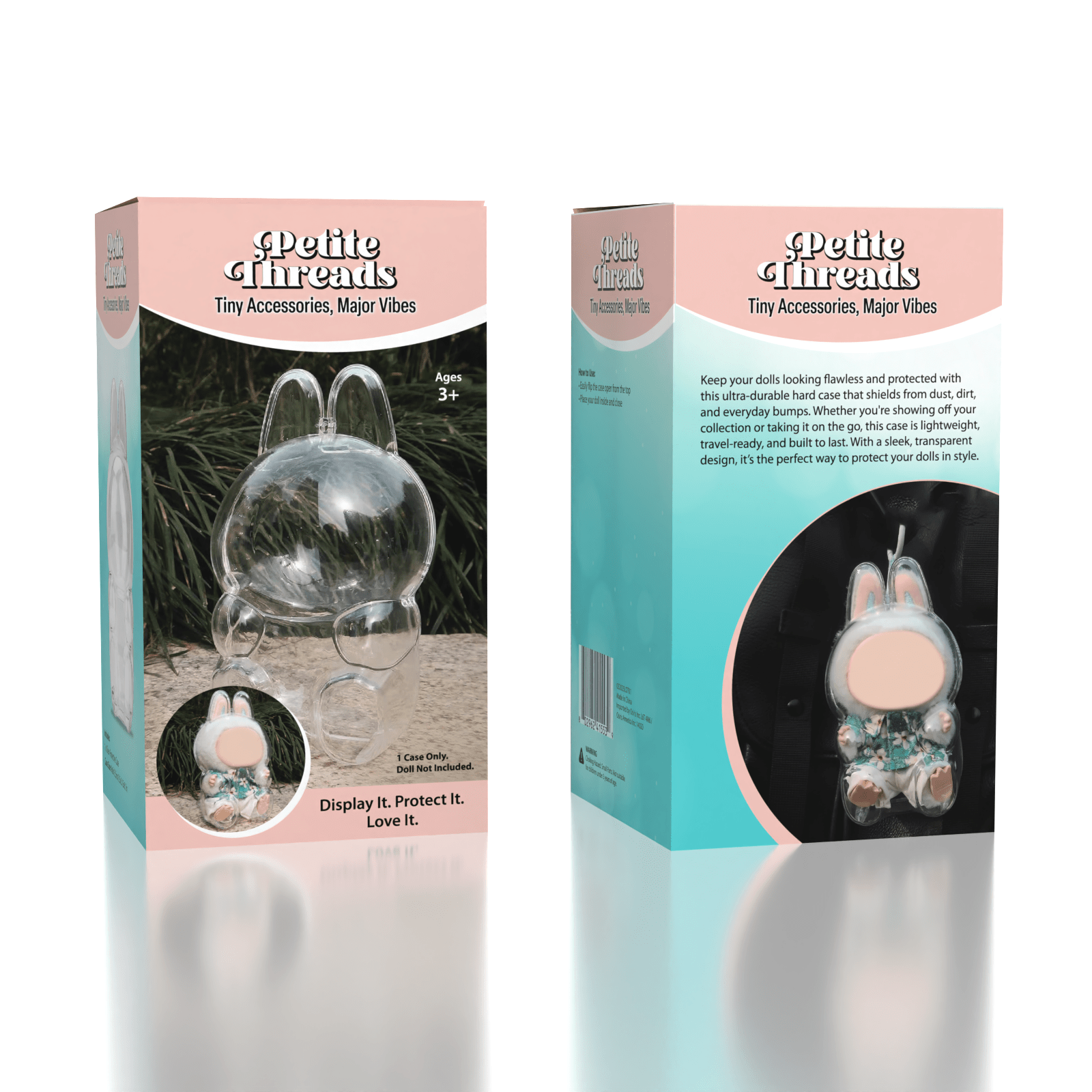 Petite Threads Protective Carrying Case For Plush Doll Pendant (1pc) Sitting or Standing