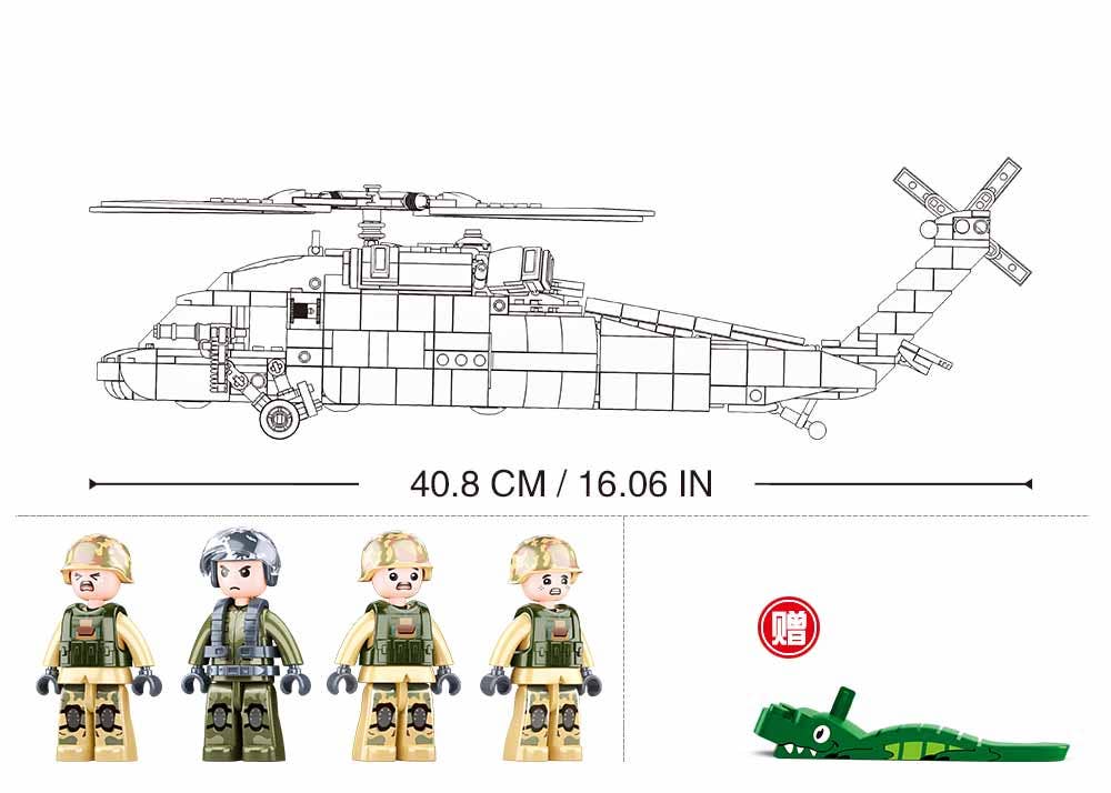 UH-60 US Black Hawk Military Helicopter 692 Pcs - M38-B1012