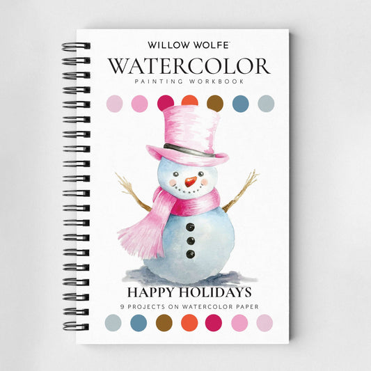 Happy Holidays Watercolor Workbook by Willow Wolfe