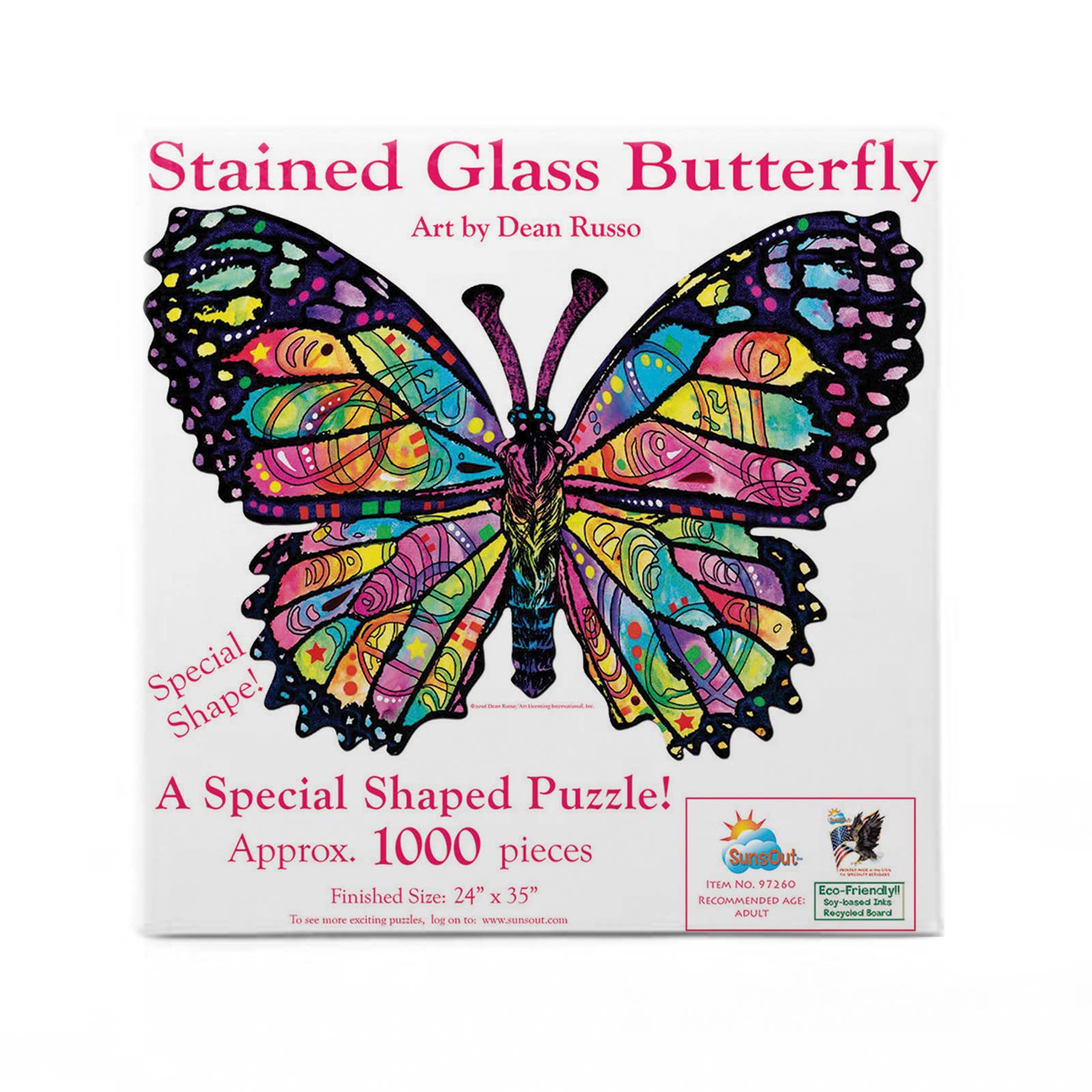 Stained Glass Butterfly SHAPED Puzzle