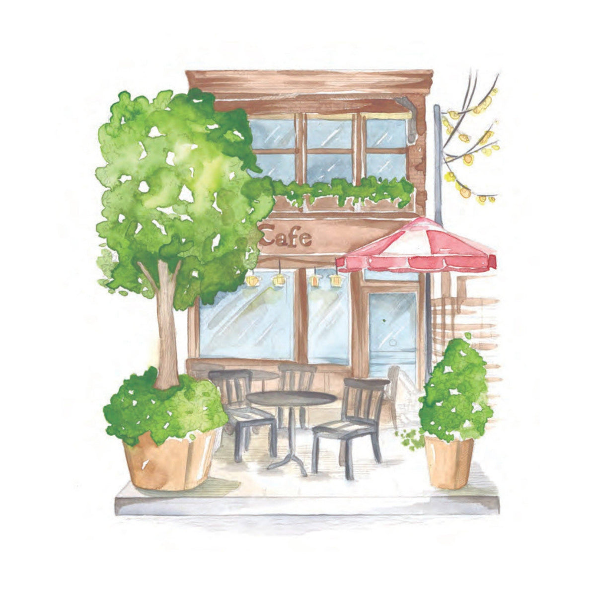 Cozy Cafés Watercolor Workbook by Nya Wolfe