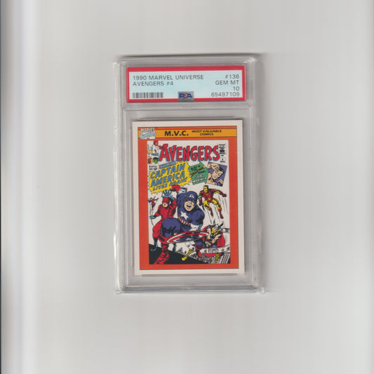 1990 Marvel Universe Avengers #4 - #136 - PSA 10