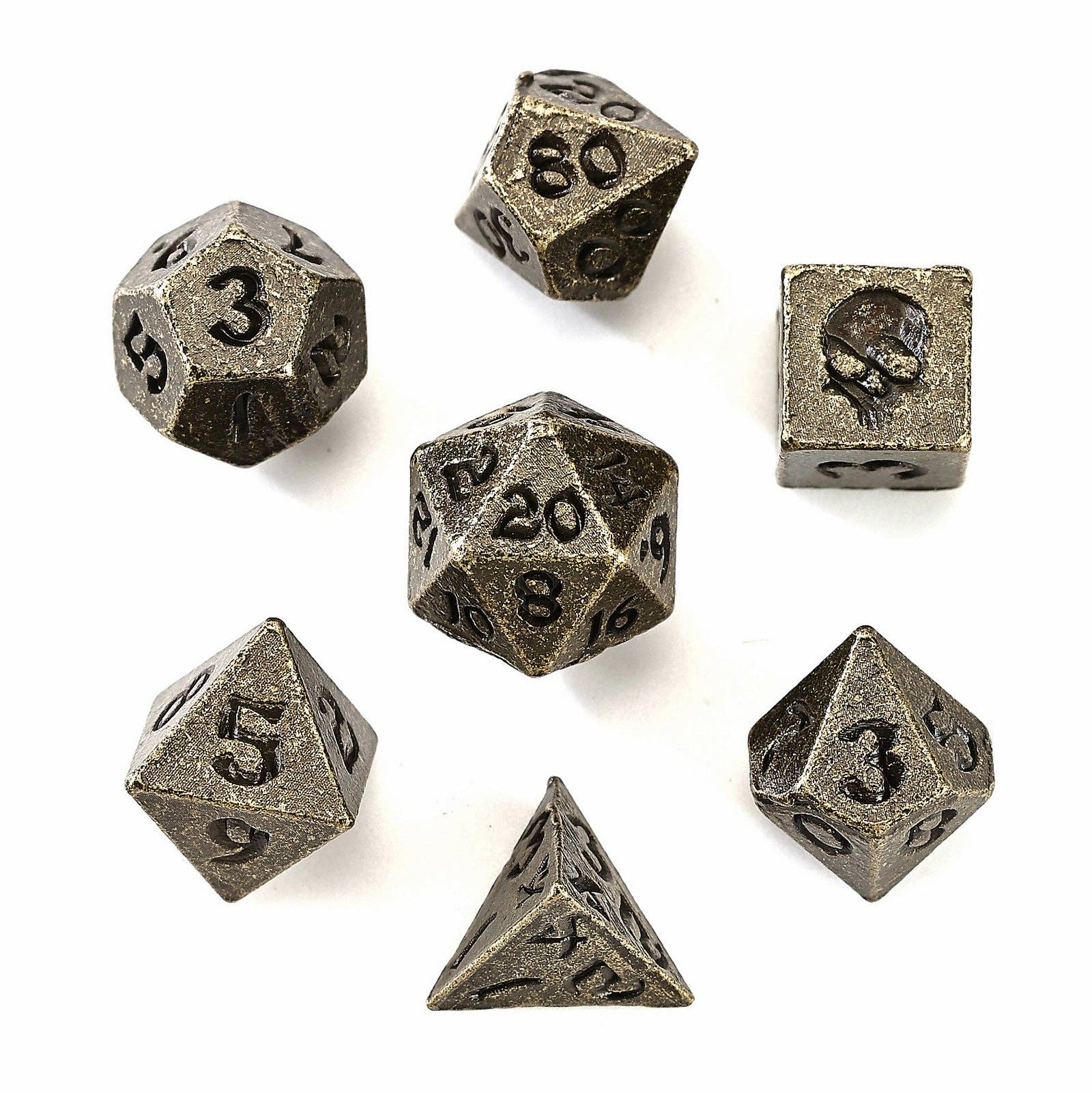 Unseelie Mini Metal RPG Dice Set  - Ancient Bronze