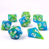 Wyrmforged Rollers - Rounded Edge 8 Piece Polyhedral Dice set - Verdant Stream
