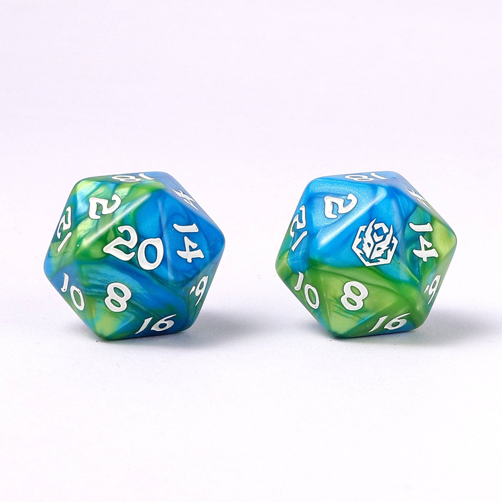 Wyrmforged Rollers - Rounded Edge 8 Piece Polyhedral Dice set - Verdant Stream