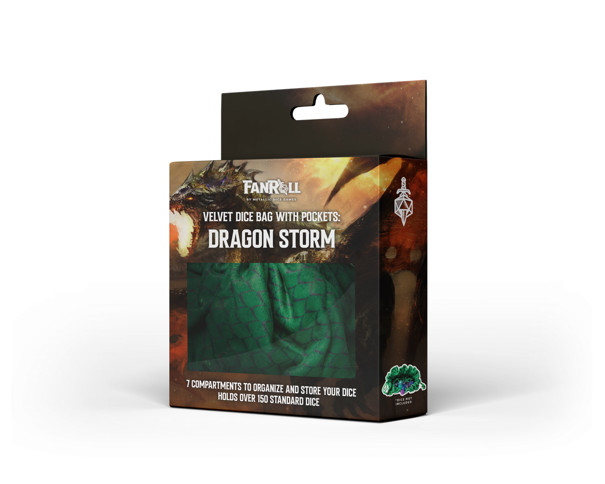 Dragon Storm Velvet Compartment Dice Bag Green Dragon Scales