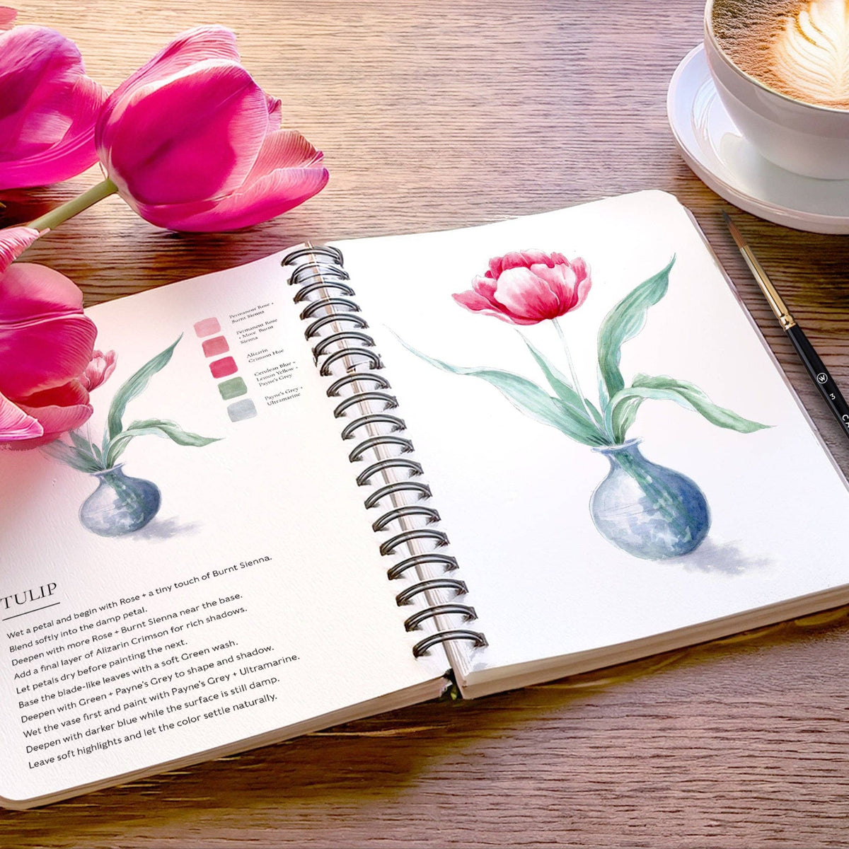 Blooms & Bouquets Watercolor Workbook by Willow Wolfe