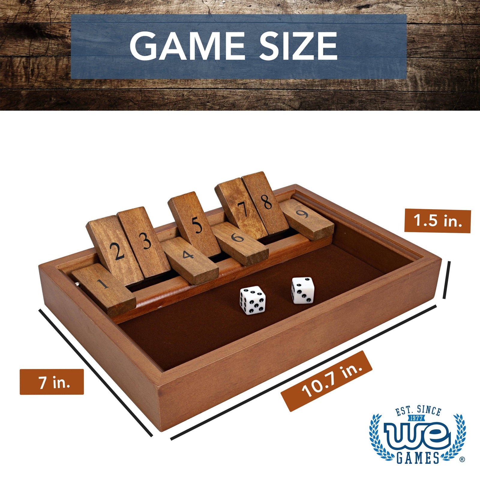 9 Number Shut the Box Board Game, 11 in.