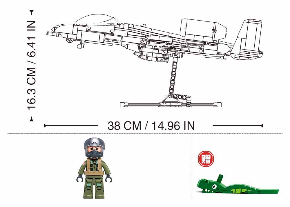 Sluban A-10 Warthog Fighter Jet Building block set - B1362